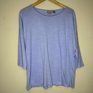 Chico's Shirt Polyester Rayon Periwinkle 3/4 Sleeves Women’s Size 12 (Chico’s 2)